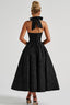 Women's Elegant V-Neck Halterneck Sleeveless Jacquard Maxi Dress