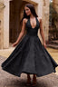 Women's Elegant V-Neck Halterneck Sleeveless Jacquard Maxi Dress