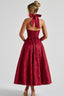 Women's Elegant V-Neck Halterneck Sleeveless Jacquard Maxi Dress
