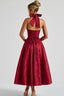 Women's Elegant V-Neck Halterneck Sleeveless Jacquard Maxi Dress