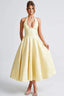 Women's Elegant V-Neck Halterneck Sleeveless Jacquard Maxi Dress