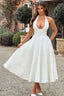 Women's Elegant V-Neck Halterneck Sleeveless Jacquard Maxi Dress