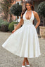 Women's Elegant V-Neck Halterneck Sleeveless Jacquard Maxi Dress