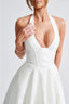 Women's Elegant V-Neck Halterneck Sleeveless Jacquard Maxi Dress