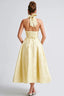 Women's Elegant V-Neck Halterneck Sleeveless Jacquard Maxi Dress