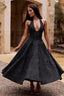 Women's Elegant V-Neck Halterneck Sleeveless Jacquard Maxi Dress