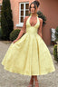 Women's Elegant V-Neck Halterneck Sleeveless Jacquard Maxi Dress