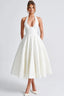 Women's Elegant V-Neck Halterneck Sleeveless Jacquard Maxi Dress