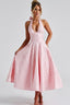 Women's Elegant V-Neck Halterneck Sleeveless Jacquard Maxi Dress
