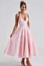 Women's Elegant V-Neck Halterneck Sleeveless Jacquard Maxi Dress