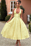 Women's Elegant V-Neck Halterneck Sleeveless Jacquard Maxi Dress