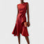 Women's Draped Asymmetric Midi Dress