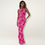 Women's Flowy Pink Floral Maxi Dress