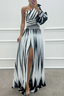 Women's Chic Striped One Shoulder Maxi Dress