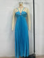 Women's Pleated Halter Neck Open Back Maxi Dress
