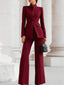 Women's Elegant Stand Collar Blazer & Trousers Set