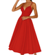 Women's Strappy Midi Wedding Guest Dress