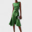Women's Draped Asymmetric Midi Dress