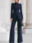 Women's Elegant Stand Collar Blazer & Trousers Set