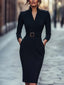 Women's Elegant Flattering Waist Autumn Midi Dress
