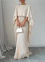 Women’s Wedding Guest Pleated Cape Sleeve Maxi Dress