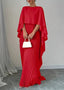 Women’s Wedding Guest Pleated Cape Sleeve Maxi Dress