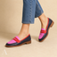 Women's Two-Tone Color-Block with Low Stacked Heel Penny Loafers