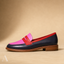 Women's Two-Tone Color-Block with Low Stacked Heel Penny Loafers