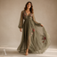 Women's Wedding Guest Floral Printed Deep V-Neck Maxi Dress