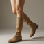 Classic Camel Colored Knee-High Suede Boots for Women