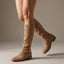 Classic Camel Colored Knee-High Suede Boots for Women