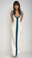 Women's Elegant Colorblock V-Neck Ribbed Cocktail Maxi Dress