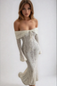 Women's Elegant Off-Shoulder Wedding Guest Maxi Dress