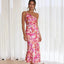 Women's Elegant One-Shoulder Floral Cocktail Party Dress