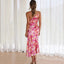 Women's Elegant One-Shoulder Floral Cocktail Party Dress