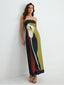 Women's Strapless Printed Summer Party Maxi Dress
