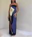 Women's Strapless Printed Summer Party Maxi Dress