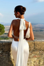 Aurelia | White Satin Halter Graduation & Wedding Guest Maxi Dress
