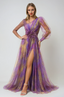 Women's Asymmetric Evening Sleeve Maxi Evening Gown