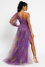 Women's Asymmetric Evening Sleeve Maxi Evening Gown
