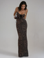Women's Chic Leopard Pattern Evening Party Maxi Dress