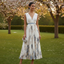 Women's Elegant Blue White Floral Ceremony Dress