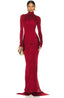 Women's Elegant Red Turtleneck Formal Dress