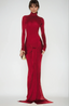 Women's Elegant Red Turtleneck Formal Dress