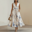 Women's Elegant Blue White Floral Ceremony Dress