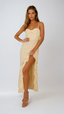 Women's Chic Ruffle Trim Wedding Guest Maxi Dress