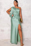 Women's Elegant One-Shoulder Long Sleeve Maxi Dress