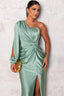 Women's Elegant One-Shoulder Long Sleeve Maxi Dress