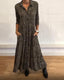 Margaux | Women's V-Neck Printed Maxi Shirt Dress with Pockets