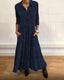 Margaux | Women's V-Neck Printed Maxi Shirt Dress with Pockets